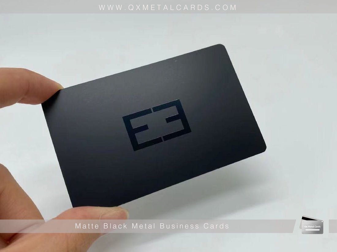 Customized Spot UV Black Metal Business Cards | QianXu Metal Cards